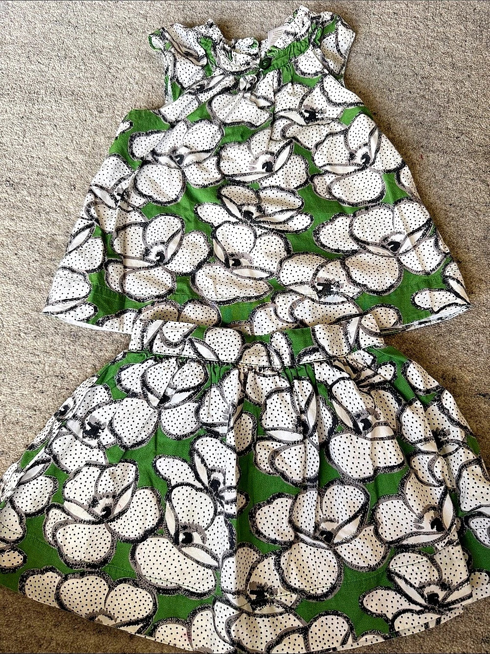 Janie and Jack Girls Floral Dress Green & White Size 2T
